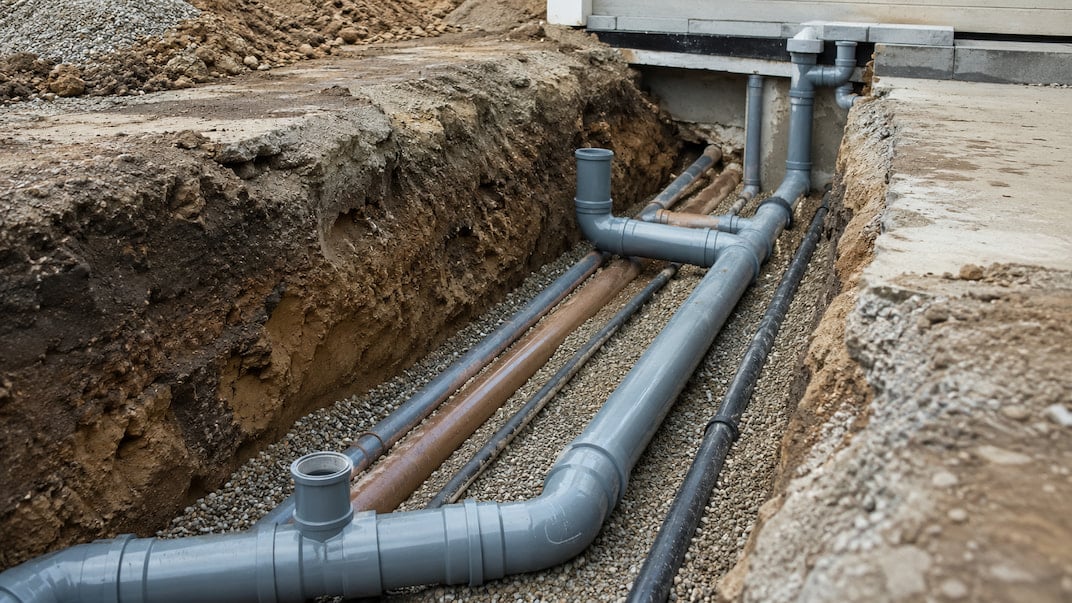 Underground plumbing pipes
