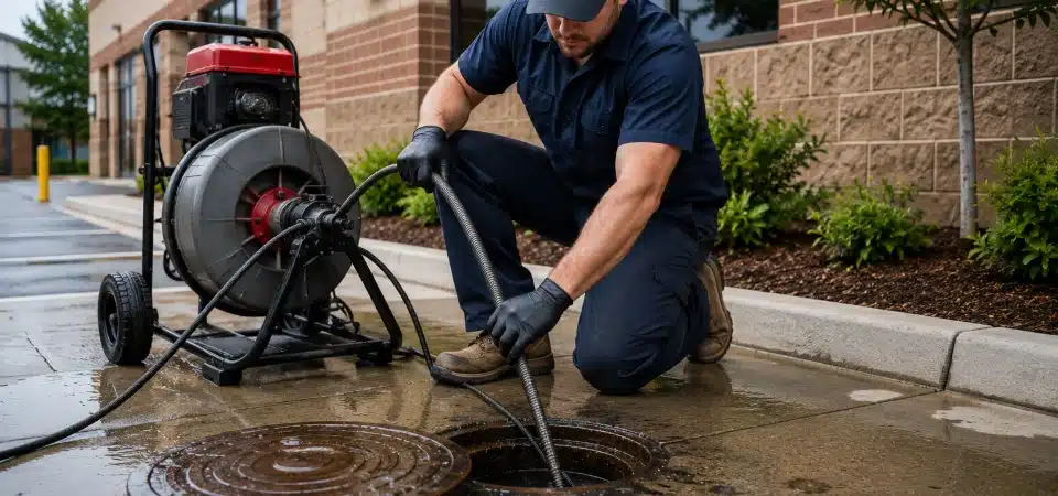 worker cleaning a sewer