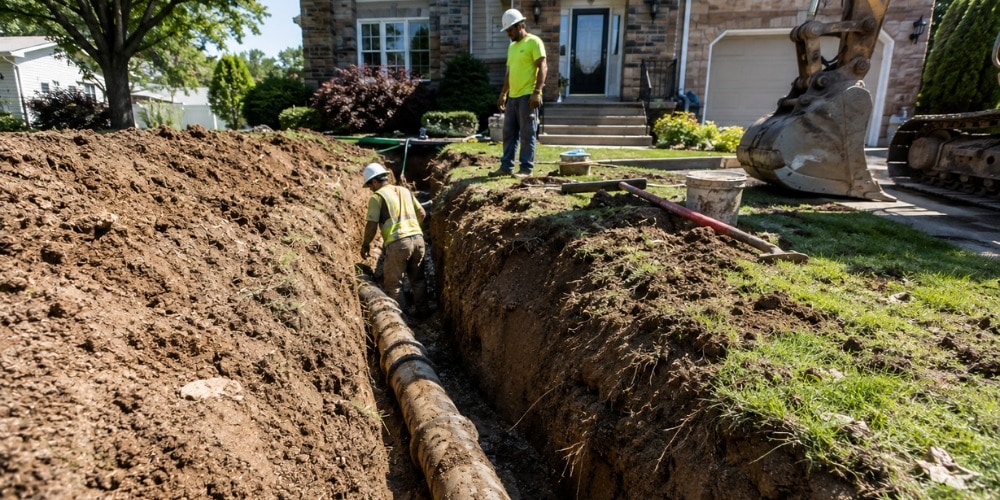 underground sewer pipe excavation