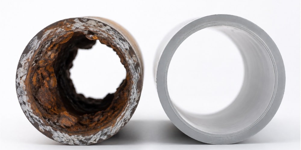 two cut pipe cross-sections
