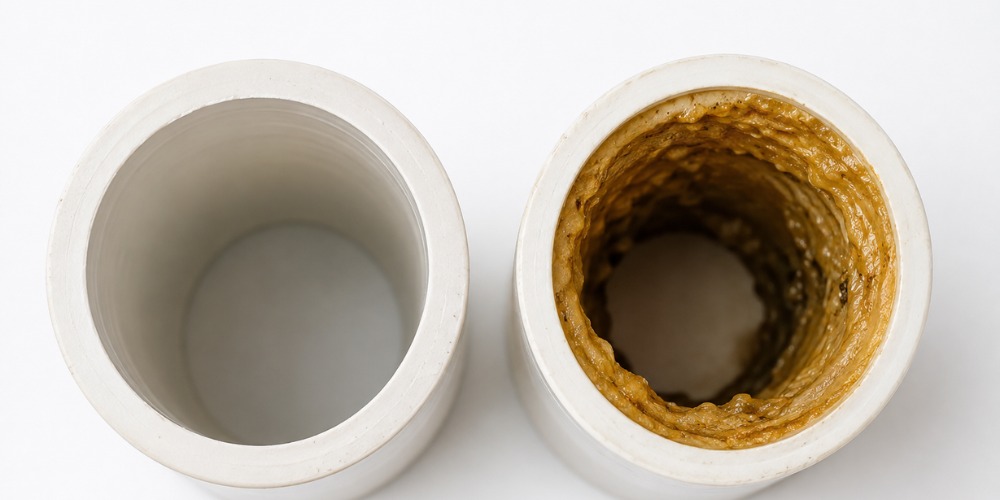 two PVC pipe cross-sections